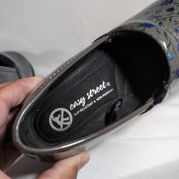 Easy Works Laurie Gray Floral Slip-On Clogs Women's 6.5 Slip Resistant Comfort - Picture 7 of 9